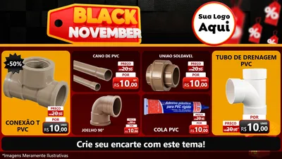 Modelo de TV para TV Horizontal com o tema Black November para Tubos e conexões