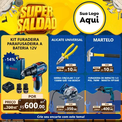 Modelo de Rede Social para Feed Facebook com o tema Super Saldão para Maquinas e Ferramentas