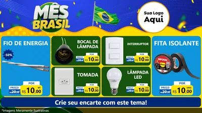 Modelo de TV para TV Horizontal com o tema Mês do Brasil para Materiais Elétricos