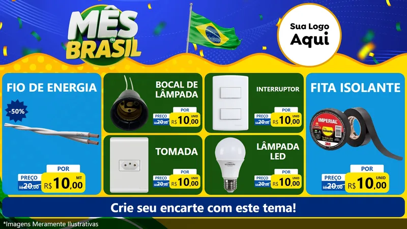 Modelo de TV para TV Horizontal com o tema Mês do Brasil para Materiais Elétricos