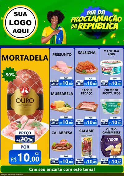 Modelo de Encarte para Encarte A4 Vertical com o tema Dia Da Proclamação Da República para Frios e Laticínios