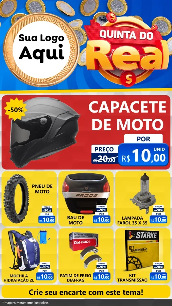 Modelo de Rede Social para Stories com o tema Quinta do Real para Moto peças