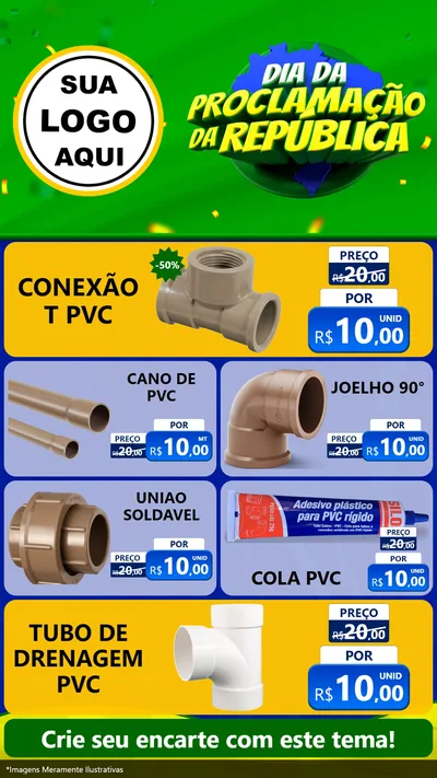 Modelo de TV para TV Vertical com o tema Dia Da Proclamação Da República para Tubos e conexões
