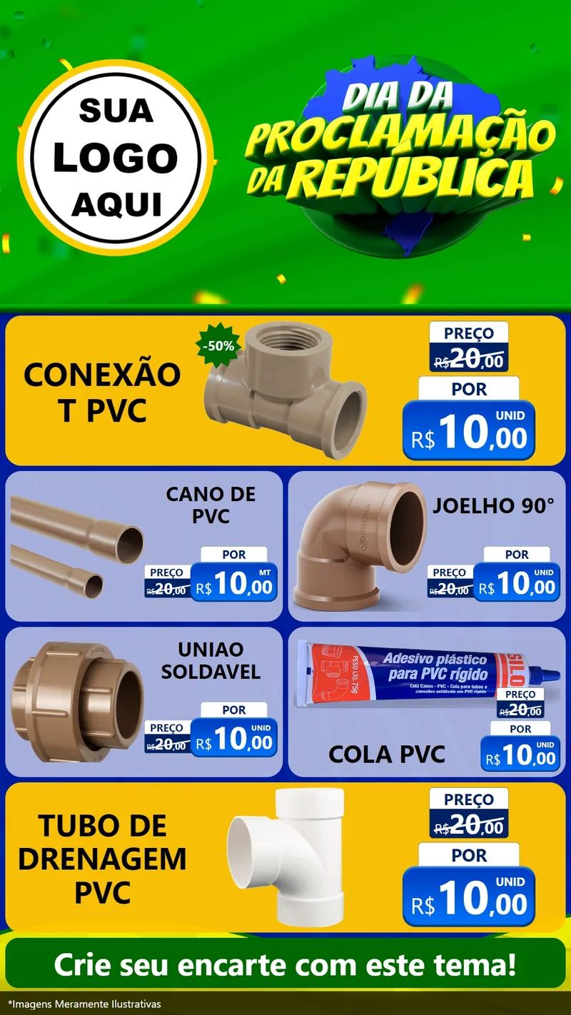 Modelo de TV para TV Vertical com o tema Dia Da Proclamação Da República para Tubos e conexões