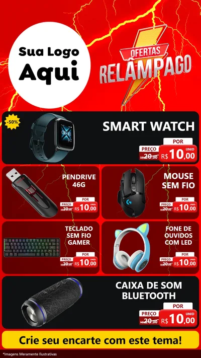 Modelo de TV para TV Vertical com o tema Ofertas Relâmpago para Informática