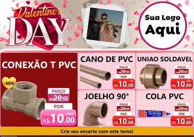 Modelo de Encarte para Encarte A4 Horizontal com o tema Valentine's Day para Tubos e conexões