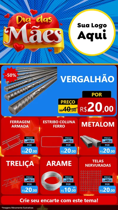 Modelo de Rede Social para Stories com o tema Dia das Mães para Ferragens
