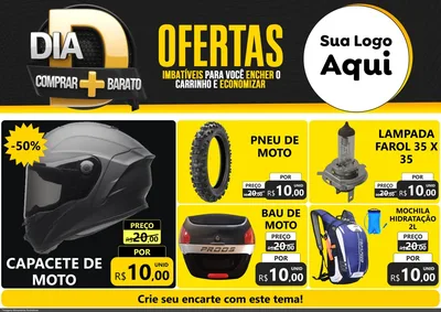 Modelo de Encarte para Encarte A4 Horizontal com o tema Dia D Mais Economia para Moto peças
