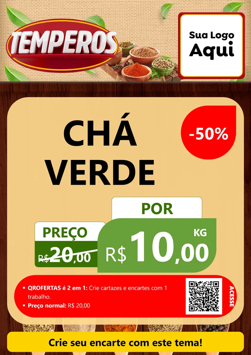 Modelo de Cartaz para Cartaz A4 Vertical com o tema Temperos para Produtos Naturais