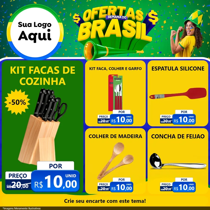 Modelo de Rede Social para Feed Facebook com o tema Ofertas Semana do Brasil para Utilidades Domésticas