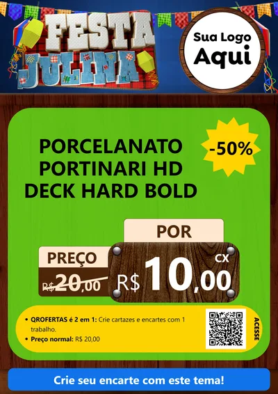 Modelo de Cartaz para Cartaz A4 Vertical com o tema Festa Julina para Pisos e revestimentos