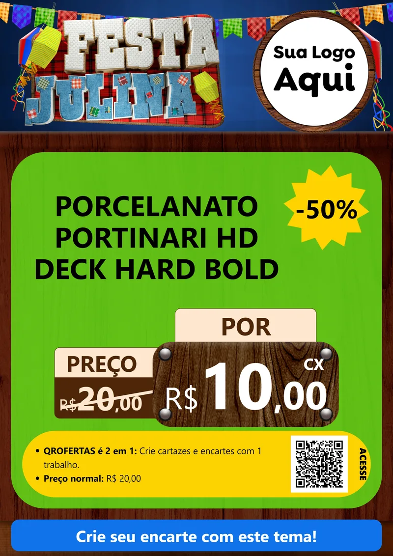 Modelo de Cartaz para Cartaz A4 Vertical com o tema Festa Julina para Pisos e revestimentos