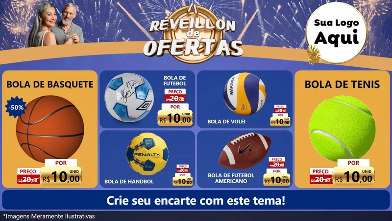 Modelo de TV para TV Horizontal com o tema Réveillon de Ofertas para Artigos Esportivos