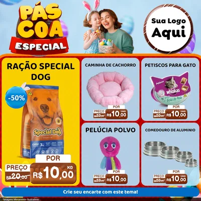 Modelo de Rede Social para Feed Facebook com o tema Páscoa Especial para Pet Shop