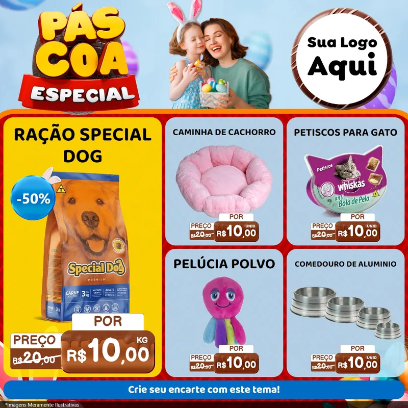 Modelo de Rede Social para Feed Facebook com o tema Páscoa Especial para Pet Shop