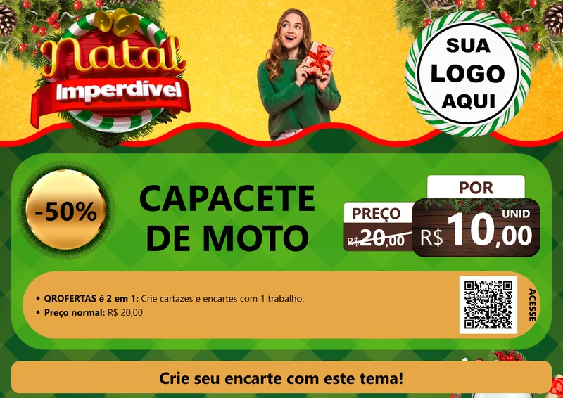 Modelo de Cartaz para Cartaz A4 Horizontal com o tema Natal Imperdível para Moto peças