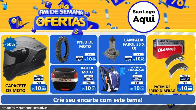 Modelo de TV para TV Horizontal com o tema Fim de Semana de Ofertas para Moto peças