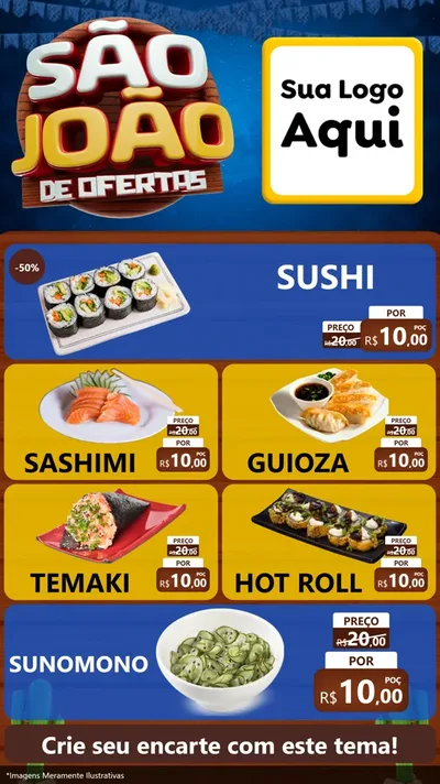Modelo de TV para TV Vertical com o tema São João Ofertas Imbatíveis! - Junina para Comida japonesa