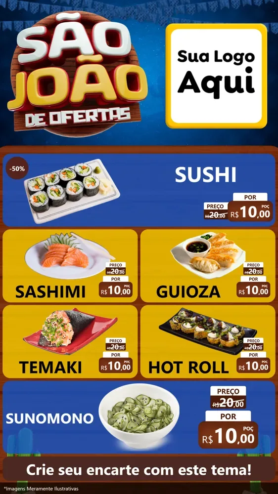 Modelo de TV para TV Vertical com o tema São João Ofertas Imbatíveis! - Junina para Comida japonesa