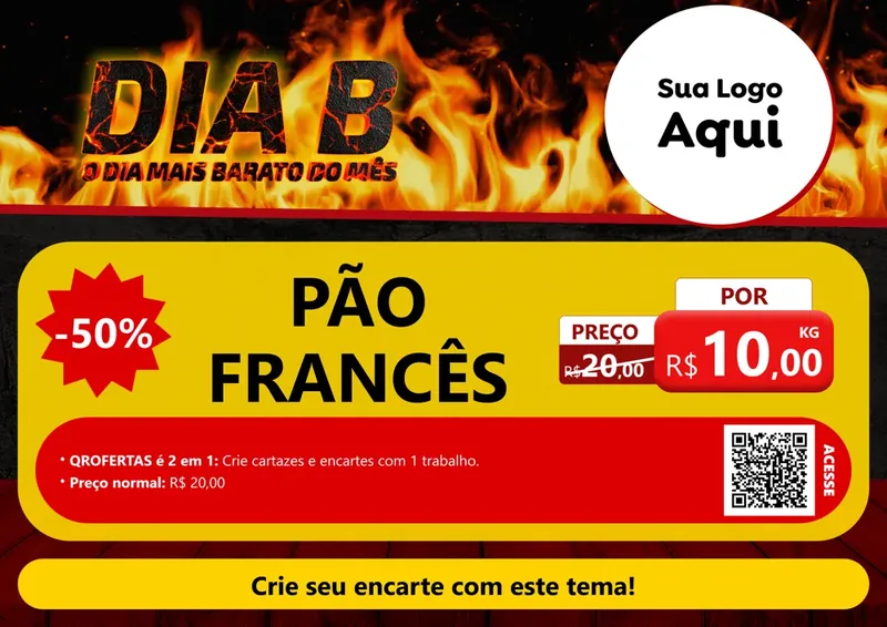 Modelo de Cartaz para Cartaz A4 Horizontal com o tema Dia B para Padaria