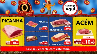 Modelo de TV para TV Horizontal com o tema Dia O - O Dia Mais Barato Do Mês para Açougue
