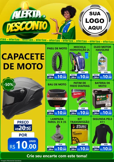 Modelo de Encarte para Encarte A4 Vertical com o tema Alerta de Desconto para Moto peças