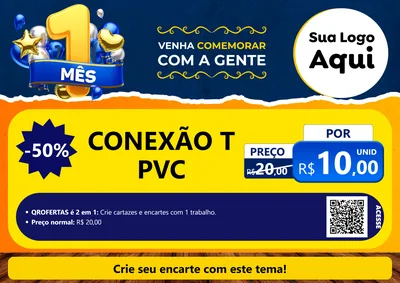 Modelo de Cartaz para Cartaz A4 Horizontal com o tema Um Mês de Aniversário para Tubos e conexões