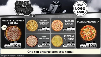 Modelo de TV para TV Horizontal com o tema Black dos Sonhos para Pizzaria