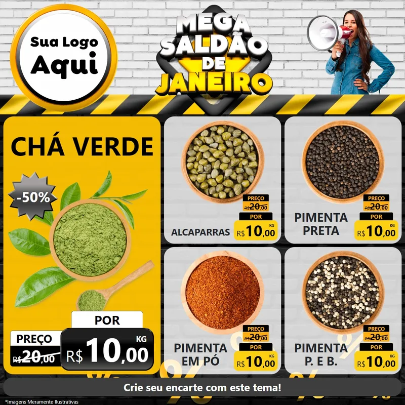 Modelo de Rede Social para Feed Facebook com o tema Mega Saldão de Janeiro para Produtos Naturais