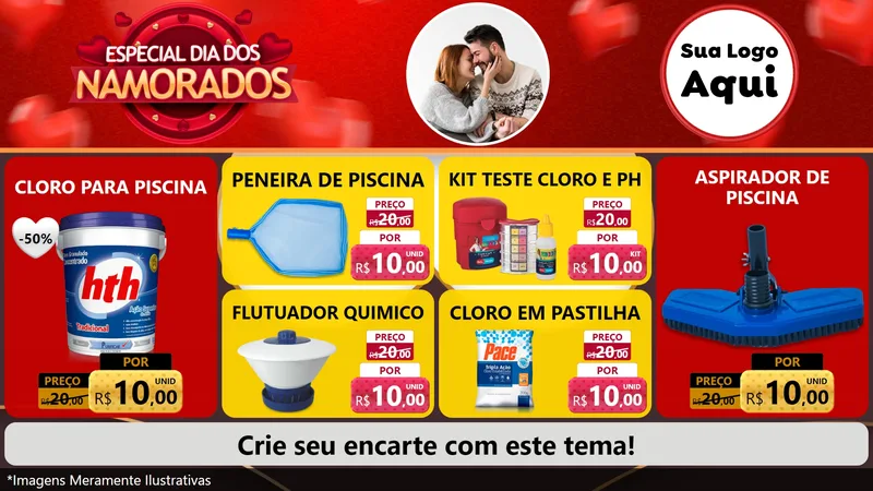 Modelo de TV para TV Horizontal com o tema Especial Dia Dos Namorados para Produtos para Piscina