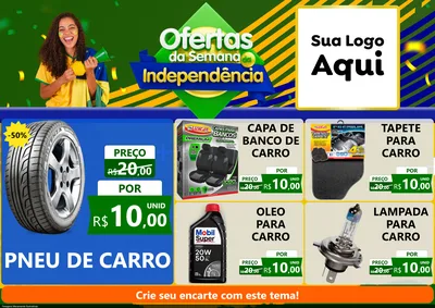 Modelo de Encarte para Encarte A4 Horizontal com o tema Ofertas da Semana da Independência para Auto peças