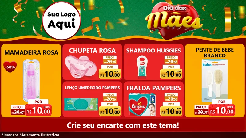 Modelo de TV para TV Horizontal com o tema Dia das Mães para Bebês