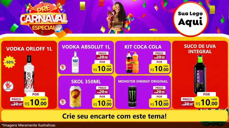Modelo de TV para TV Horizontal com o tema Pré-Carnaval Especial para Distribuidora de bebidas