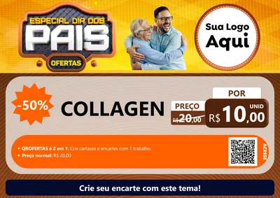 Modelo de Cartaz para Cartaz A4 Horizontal com o tema Especial Dia dos Pais para Suplementos alimentares