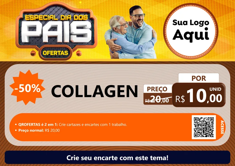 Modelo de Cartaz para Cartaz A4 Horizontal com o tema Especial Dia dos Pais para Suplementos alimentares
