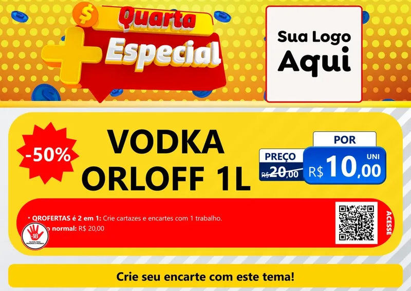 Modelo de Cartaz para Cartaz A4 Horizontal com o tema Quarta Mais Especial para Distribuidora de bebidas