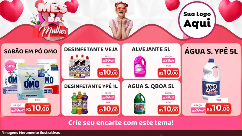 Modelo de TV para TV Horizontal com o tema Mês da Mulher para Produtos de Limpeza