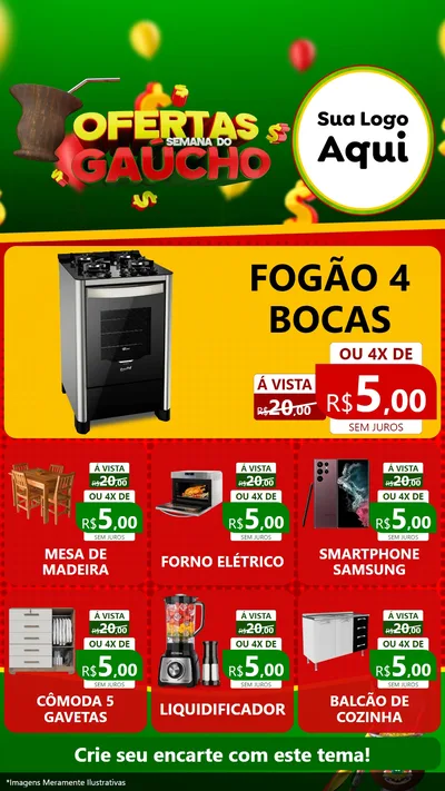 Modelo de Rede Social para Stories com o tema Ofertas Semana Do Gaúcho para Móveis e Eletro