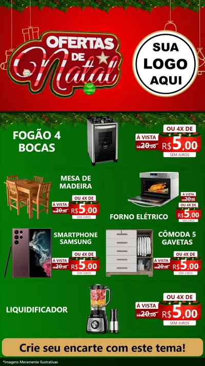 Modelo de TV para TV Vertical com o tema Ofertas de Natal para Móveis e Eletro