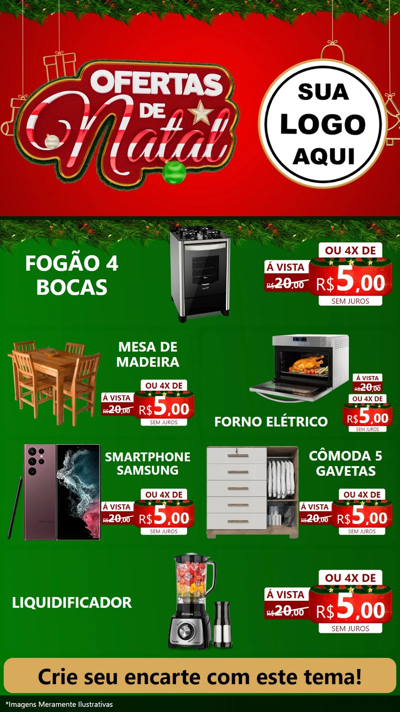 Modelo de TV para TV Vertical com o tema Ofertas de Natal para Móveis e Eletro