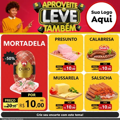 Modelo de Rede Social para Feed Facebook com o tema Aproveite e Leve Também para Frios e Laticínios