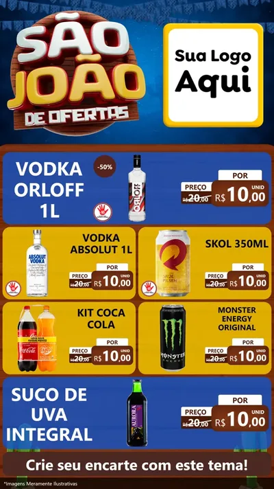 Modelo de TV para TV Vertical com o tema São João Ofertas Imbatíveis! - Junina para Distribuidora de bebidas