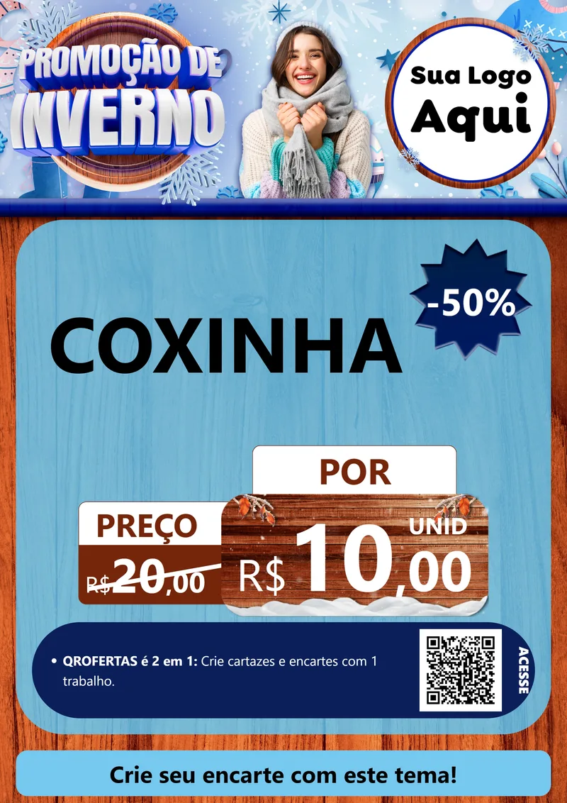 Modelo de Cartaz para Cartaz A4 Vertical com o tema Promoção de Inverno para Salgadaria