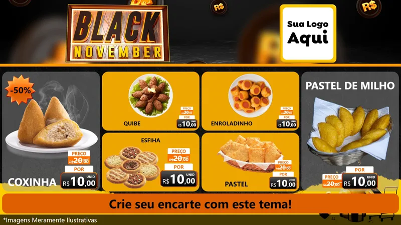 Modelo de TV para TV Horizontal com o tema Black November para Salgadaria
