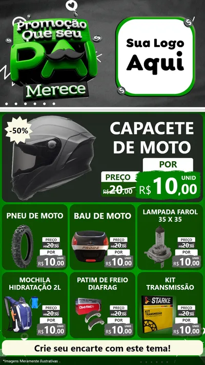 Modelo de Rede Social para Stories com o tema Promoção Que seu Pai Merece para Moto peças
