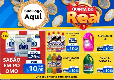Modelo de Encarte para Encarte A4 Horizontal com o tema Quinta do Real para Produtos de Limpeza