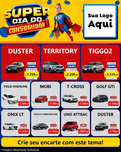 Modelo de Rede Social para Feed Instagram com o tema Super Dia do Consumidor para Concessionaria de Carros