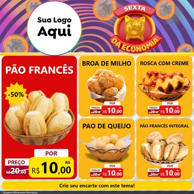 Modelo de Rede Social para Feed Facebook com o tema Sexta da Economia para Padaria
