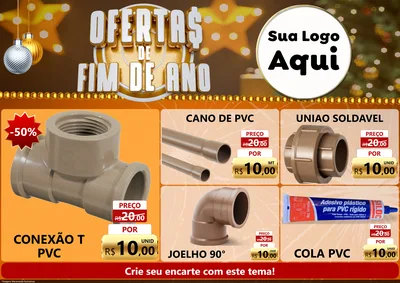Modelo de Encarte para Encarte A4 Horizontal com o tema Ofertas de Fim de Ano para Tubos e conexões