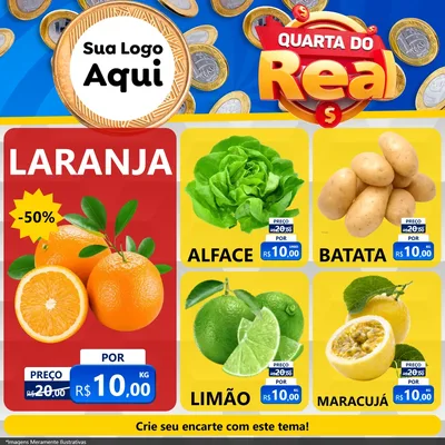 Modelo de Rede Social para Feed Facebook com o tema Quarta do Real para Hortifrúti
